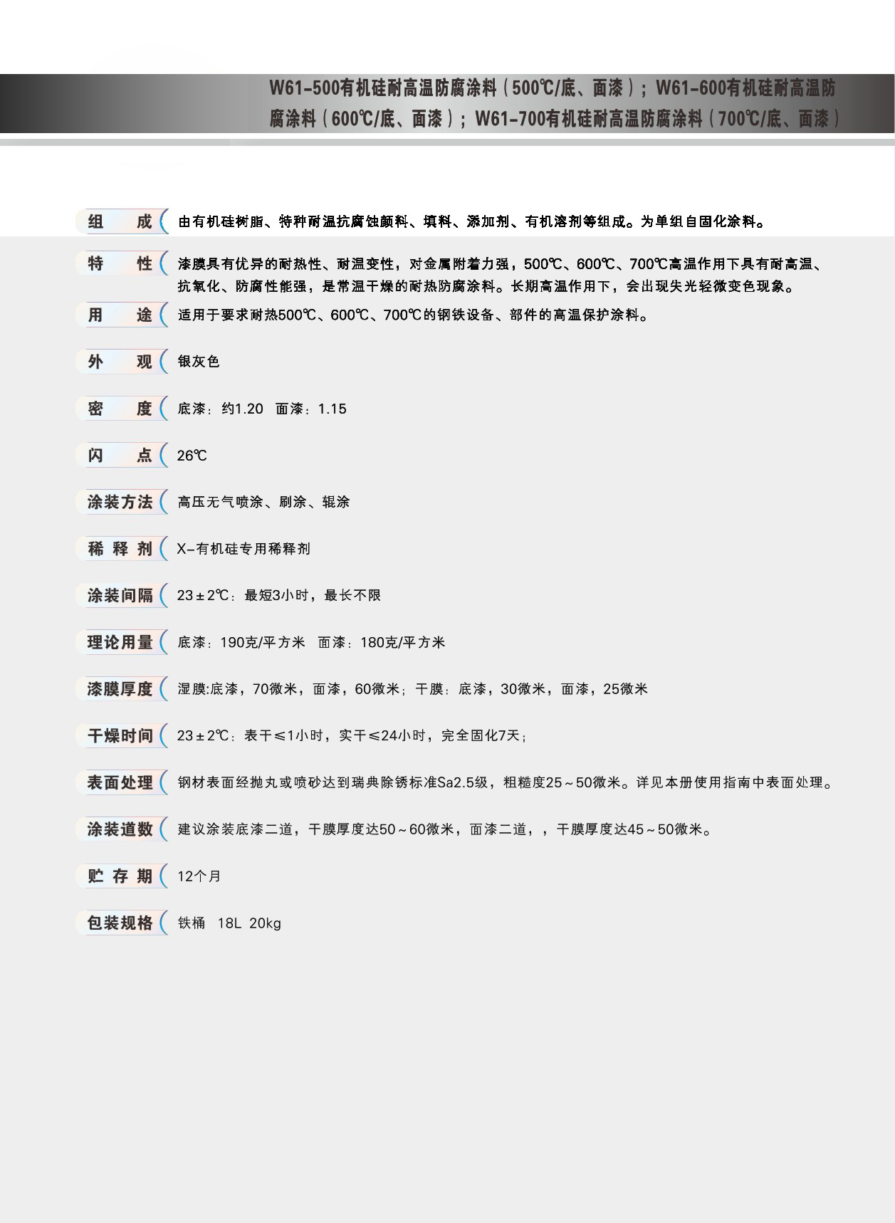 銀粉有機硅耐高溫防腐面漆500℃